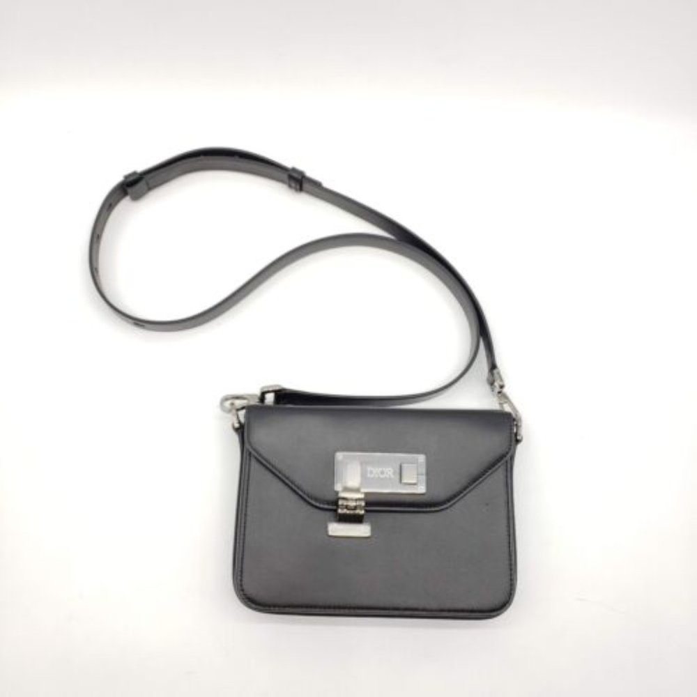 Dior Messenger Crossbody Smooth Leather Lock Bag | Black | NEW - Picture 1 of 9